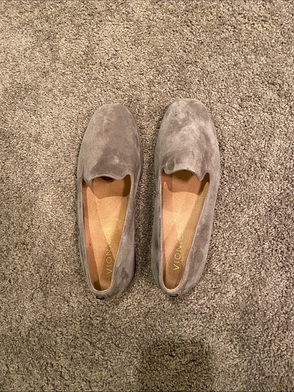 Vionic Taupe Suede Slip-On Loafers
